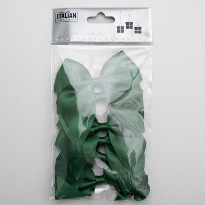 Pack of six bottle green 10cm self-adhesive satin gift bows