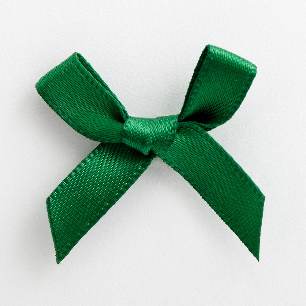 Bottle Green mini satin ribbon bow made from 6mm ribbon, approximately 3cm wide