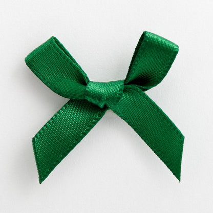Bottle Green mini satin ribbon bow made from 6mm ribbon, approximately 3cm wide