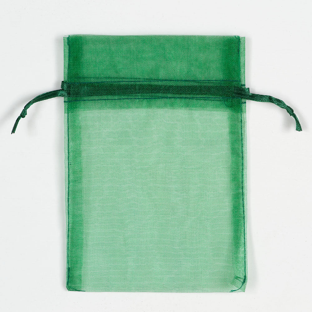 Bottle Green organza favour bag measuring 10 x 12.5cm