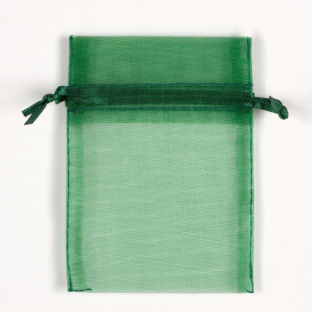 Bottle Green small organza wedding favour bag measuring 7.5 x 10cm