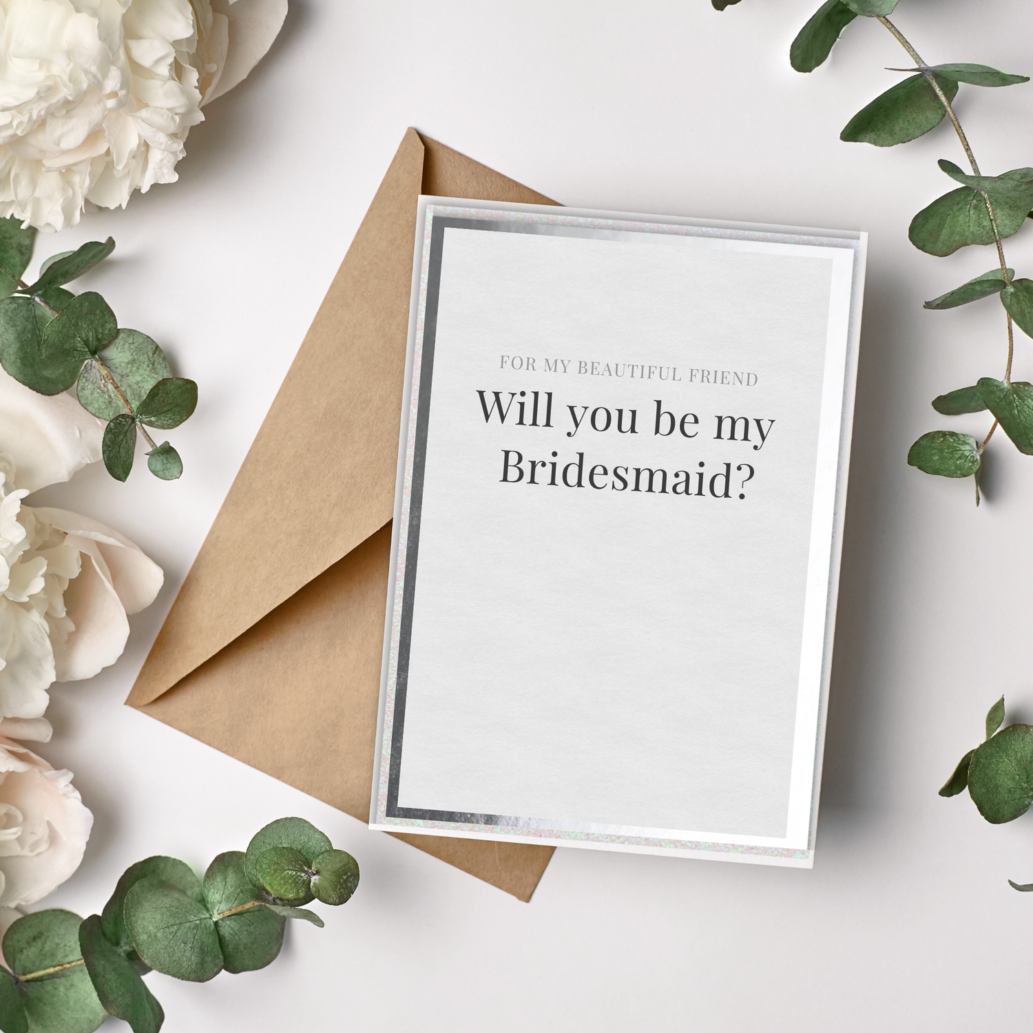 Will you be my bridesmaid card silver layers