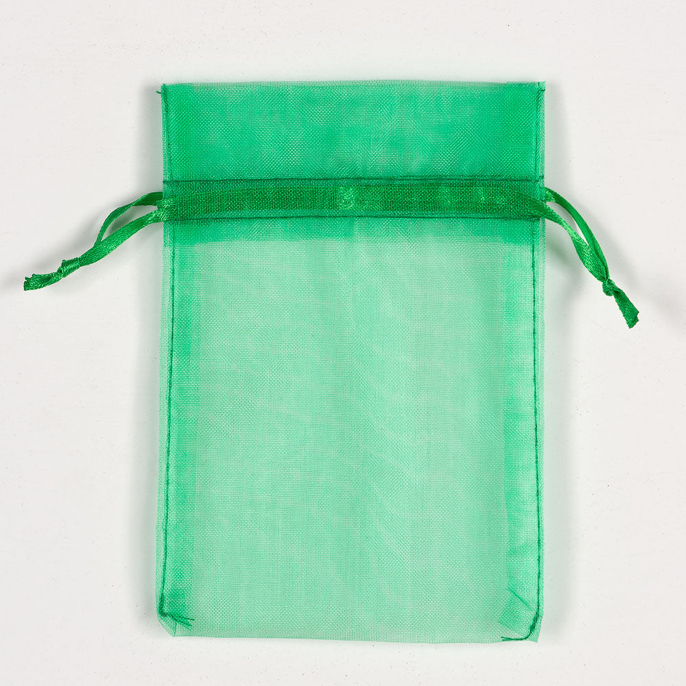 Bright Emerald organza favour bag measuring 10 x 12.5cm