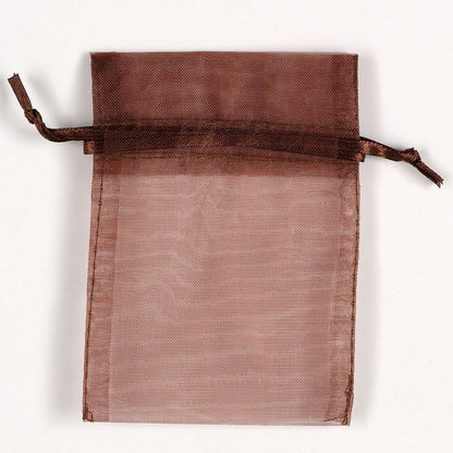 Brown small organza wedding favour bag measuring 7.5 x 10cm