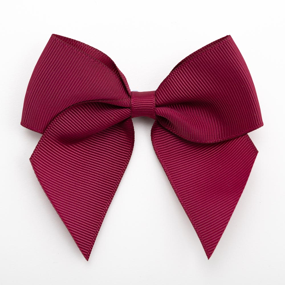 Burgundy 10cm self-adhesive grosgrain ribbon bow on a white background
