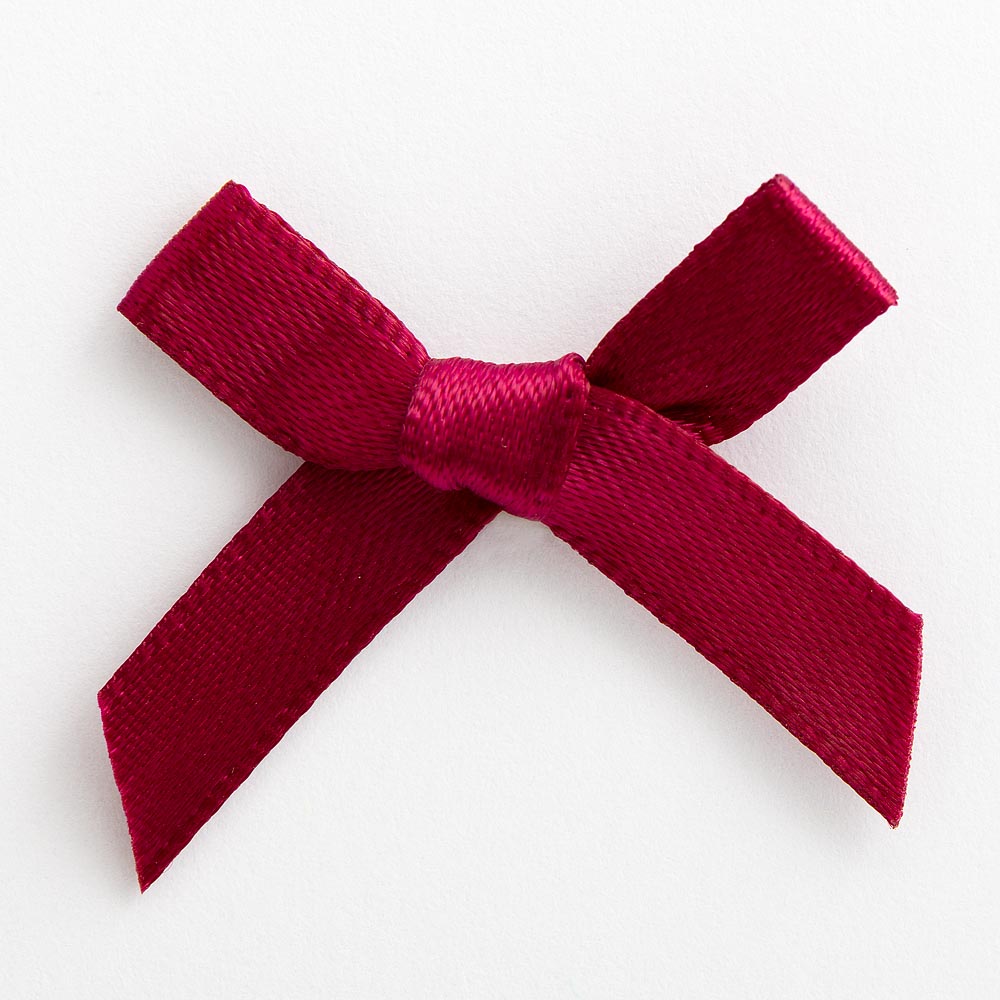 Burgundy mini satin ribbon bow made from 6mm ribbon, approximately 3cm wide