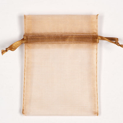 Caramel small organza wedding favour bag measuring 7.5 x 10cm