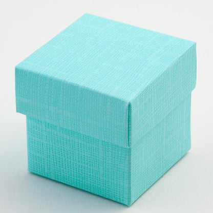 Celeste Blue silk-finish square wedding favour box with separate lid