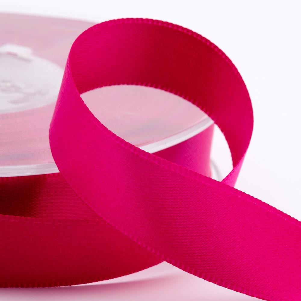Cerise double-sided satin ribbon available in widths from 3mm to 50mm