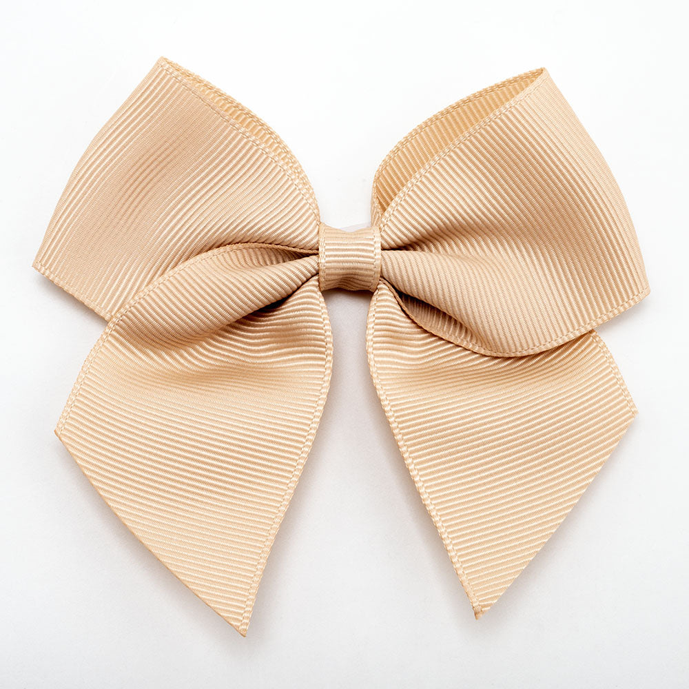 Champagne Gold 10cm self-adhesive grosgrain ribbon bow on a white background