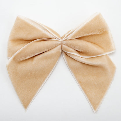 Champagne Gold 10cm large self-adhesive velvet ribbon bow on a white background