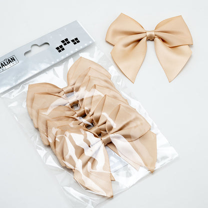Pack of six champagne gold 10cm self-adhesive satin gift bows