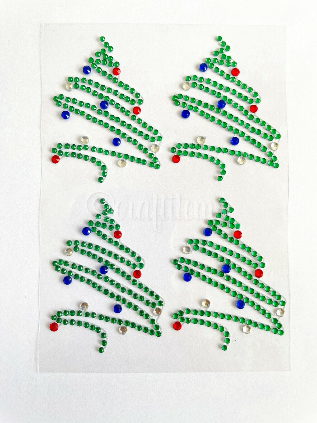 Christmas tree stickers made from rhinestones