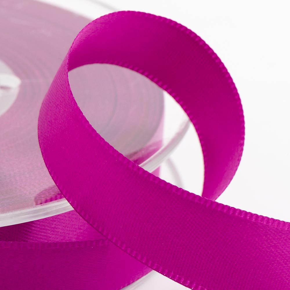 Clover Pink double-sided satin ribbon available in widths from 3mm to 50mm