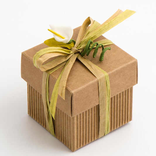 Corrugated rustic Kraft square wedding favour box with lid, 50mm