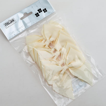 Pack of six cream 10cm self-adhesive grosgrain ribbon bows