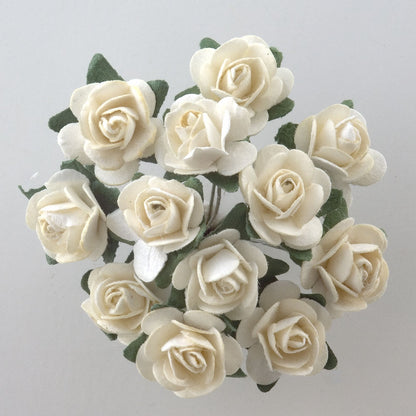 Cream 15mm wired paper tea roses