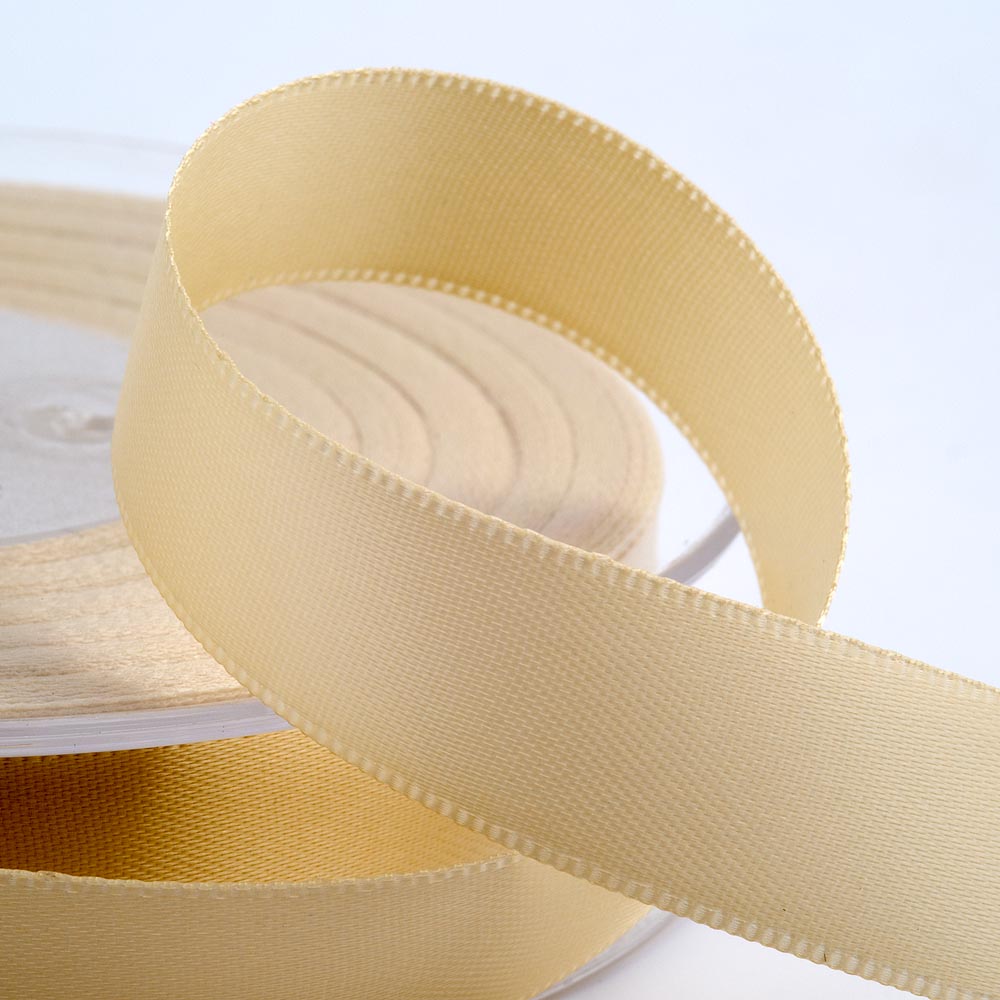 Cream double-sided satin ribbon available in widths from 3mm to 50mm
