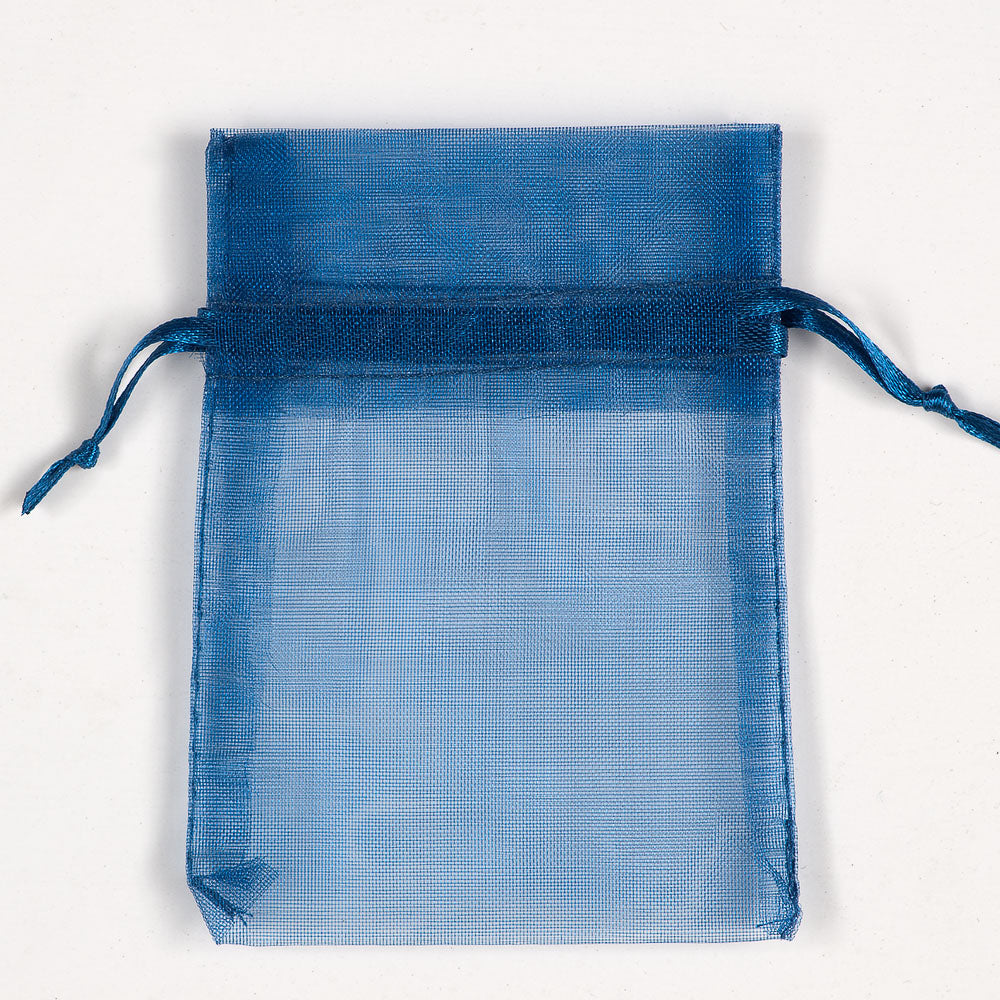 Dark Blue small organza wedding favour bag measuring 7.5 x 10cm