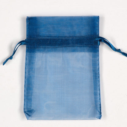 Dark Blue small organza wedding favour bag measuring 7.5 x 10cm