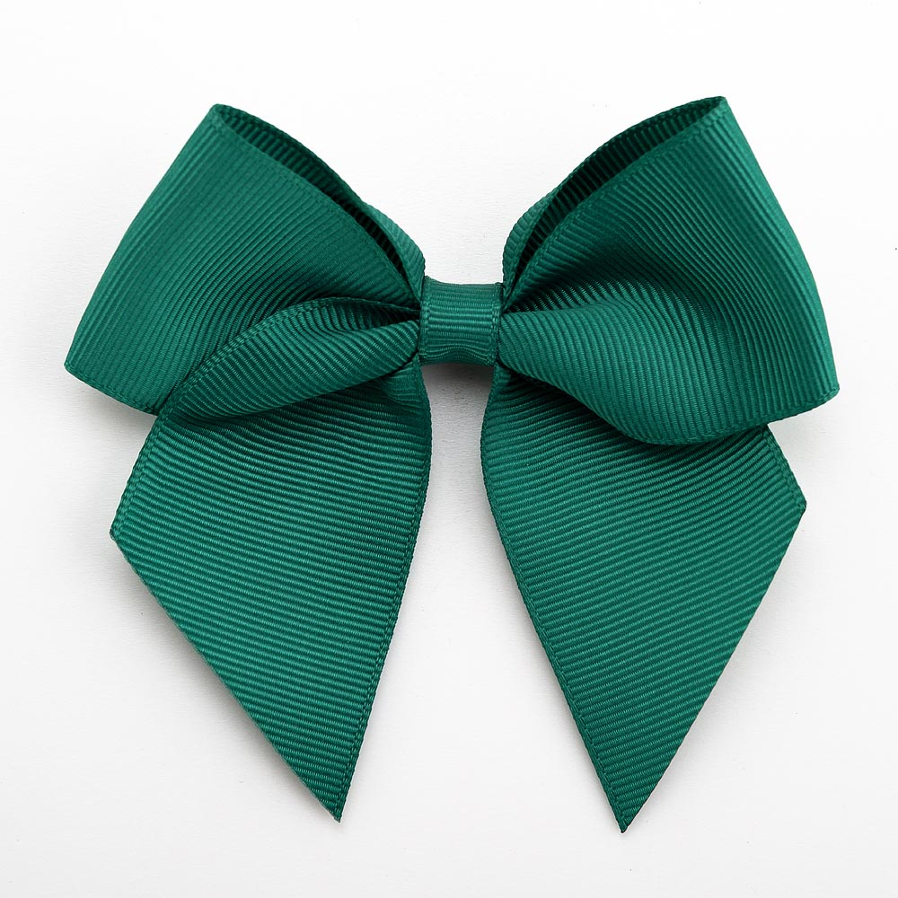 Dark Green 10cm self-adhesive grosgrain ribbon bow on a white background
