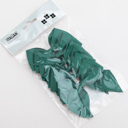 Pack of six dark green 10cm self-adhesive grosgrain ribbon bows