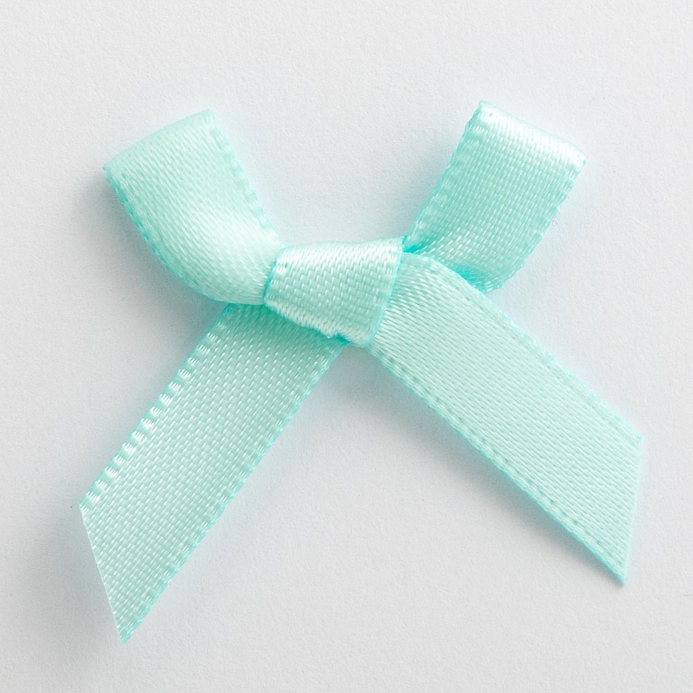Duck Egg mini satin ribbon bow made from 6mm ribbon, approximately 3cm wide