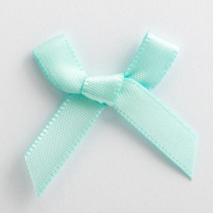 Duck Egg mini satin ribbon bow made from 6mm ribbon, approximately 3cm wide