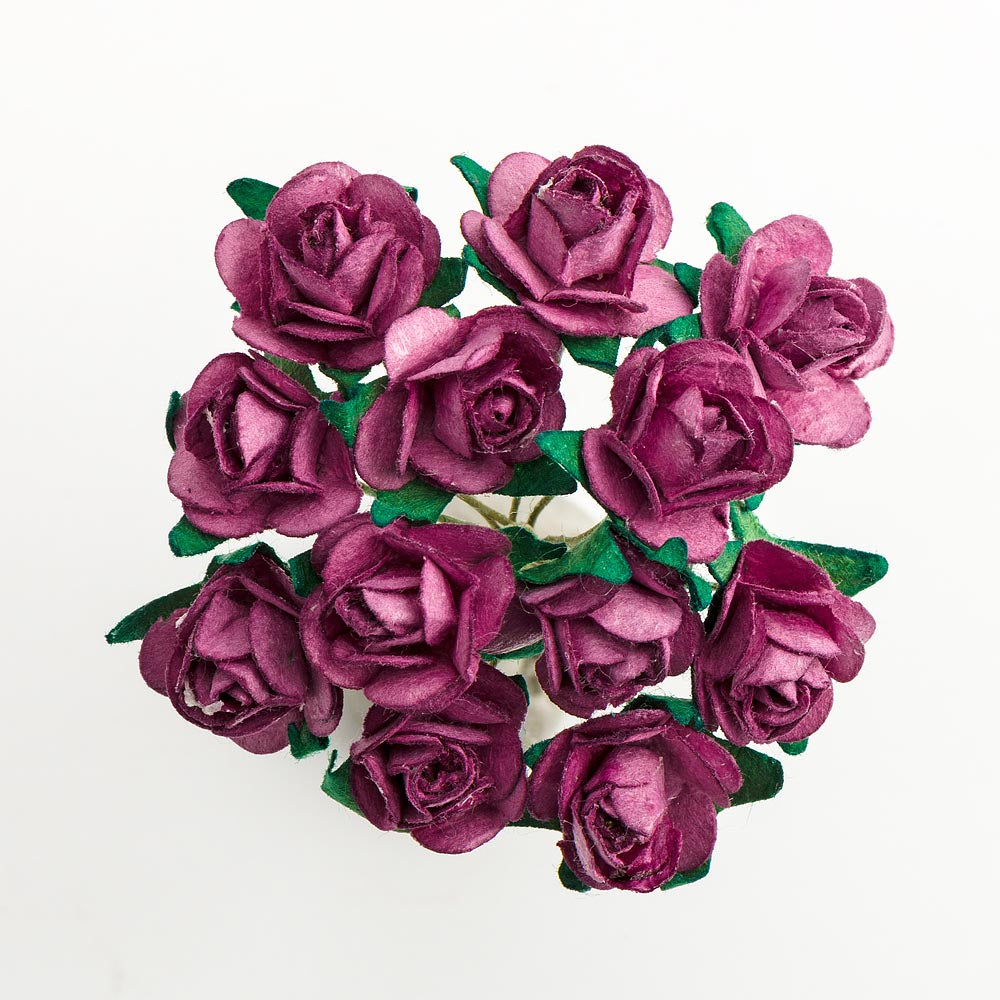Dusky Pink 15mm wired paper tea roses