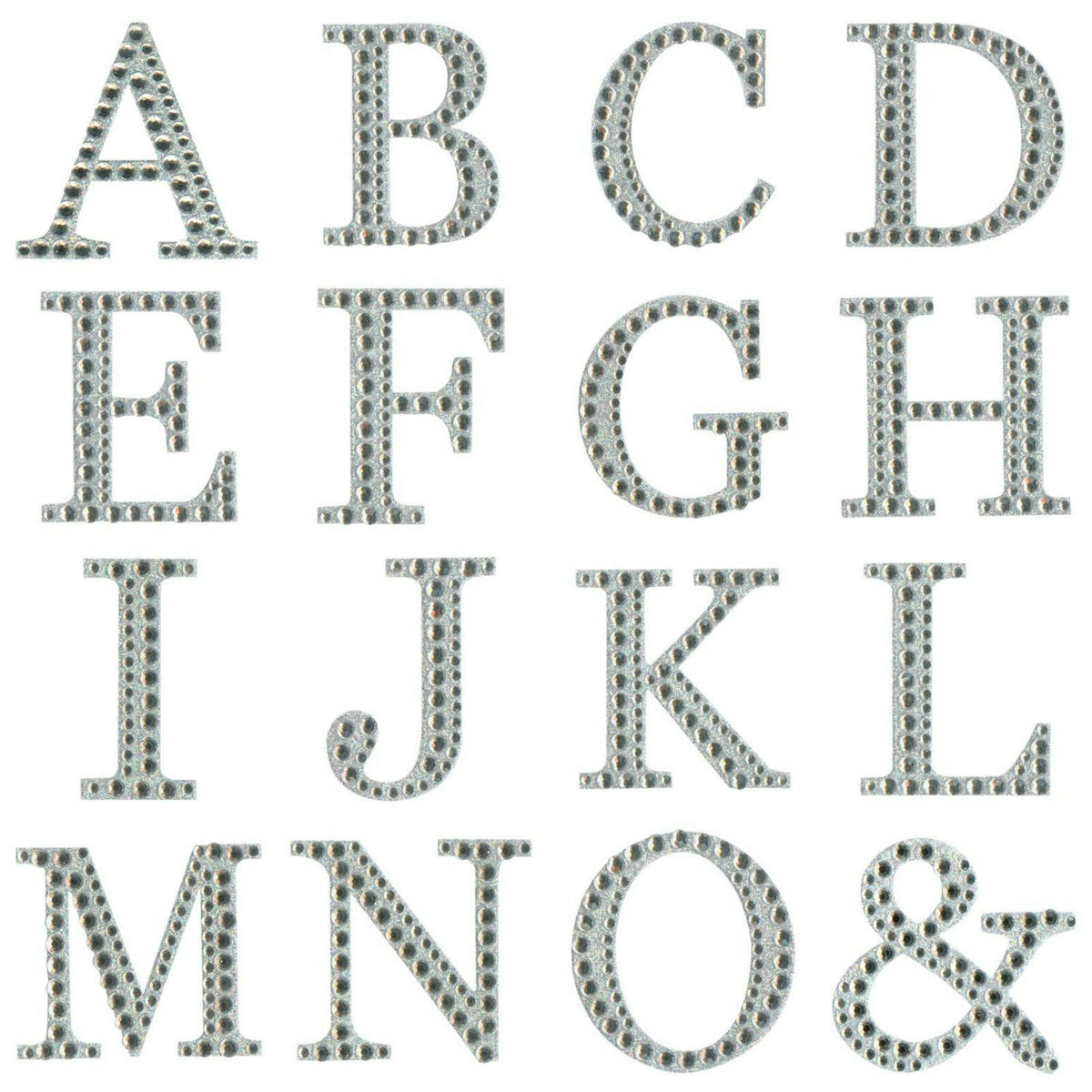 Eleganza 5cm self-adhesive silver diamante and glitter alphabet letter stickers