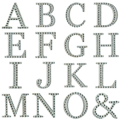 Eleganza 5cm self-adhesive silver diamante and glitter alphabet letter stickers