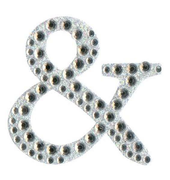 Eleganza 5cm self-adhesive silver diamante and glitter ampersand sticker