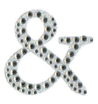 Eleganza 5cm self-adhesive silver diamante and glitter ampersand sticker