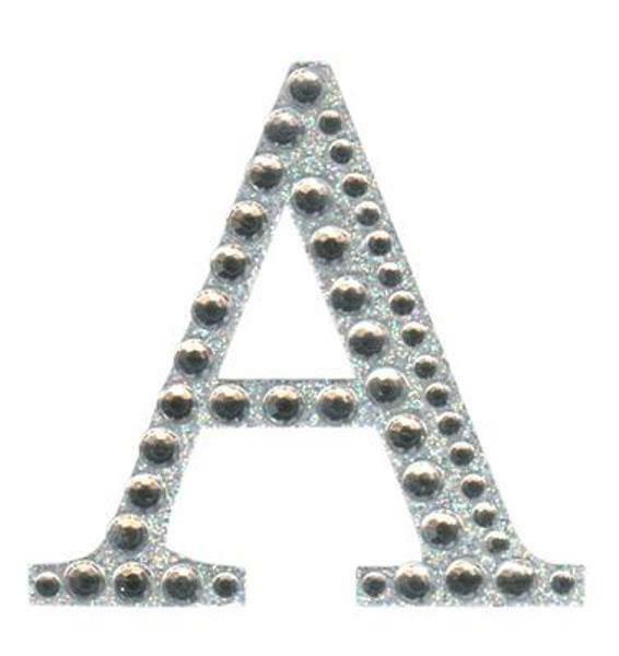 Eleganza 5cm self-adhesive silver diamante and glitter letter A sticker
