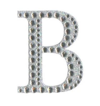 Eleganza 5cm self-adhesive silver diamante and glitter letter B sticker