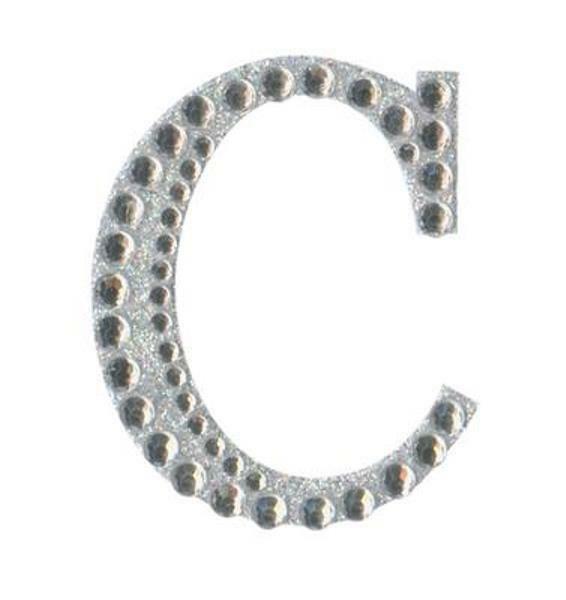 Eleganza 5cm self-adhesive silver diamante and glitter letter C sticker