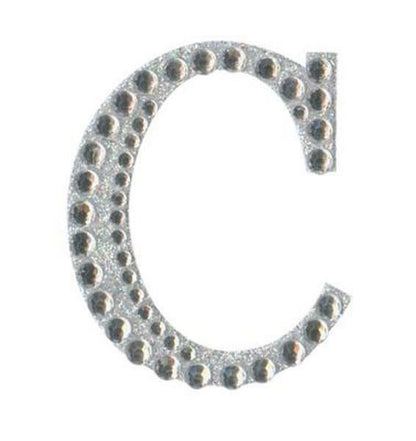 Eleganza 5cm self-adhesive silver diamante and glitter letter C sticker