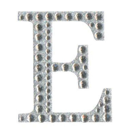 Eleganza 5cm self-adhesive silver diamante and glitter letter E sticker