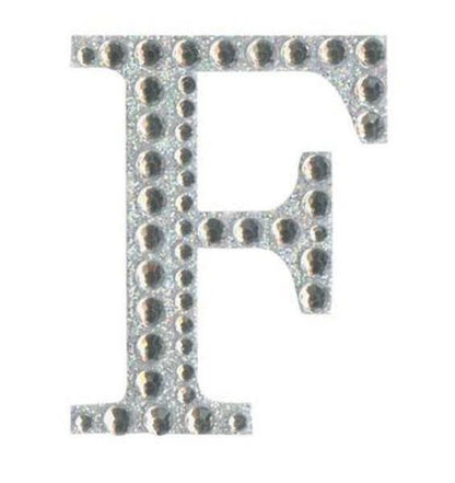Eleganza 5cm self-adhesive silver diamante and glitter letter F sticker