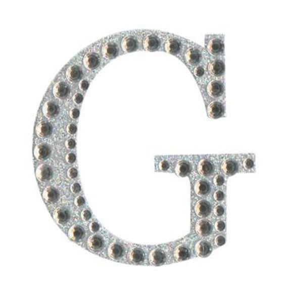 Eleganza 5cm self-adhesive silver diamante and glitter letter G sticker