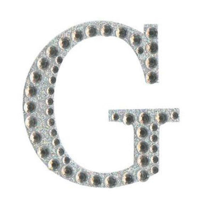 Eleganza 5cm self-adhesive silver diamante and glitter letter G sticker
