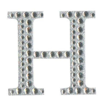 Eleganza 5cm self-adhesive silver diamante and glitter letter H sticker
