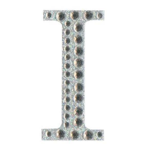 Eleganza 5cm self-adhesive silver diamante and glitter letter I sticker