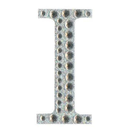Eleganza 5cm self-adhesive silver diamante and glitter letter I sticker