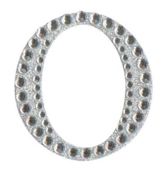 Eleganza 5cm self-adhesive silver diamante and glitter letter O sticker