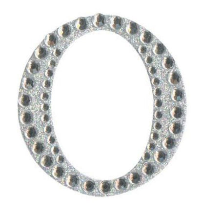 Eleganza 5cm self-adhesive silver diamante and glitter letter O sticker