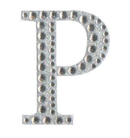 Eleganza 5cm self-adhesive silver diamante and glitter letter P sticker