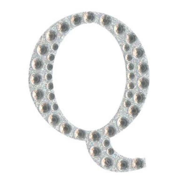 Eleganza 5cm self-adhesive silver diamante and glitter letter Q sticker