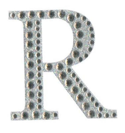 Eleganza 5cm self-adhesive silver diamante and glitter letter R sticker