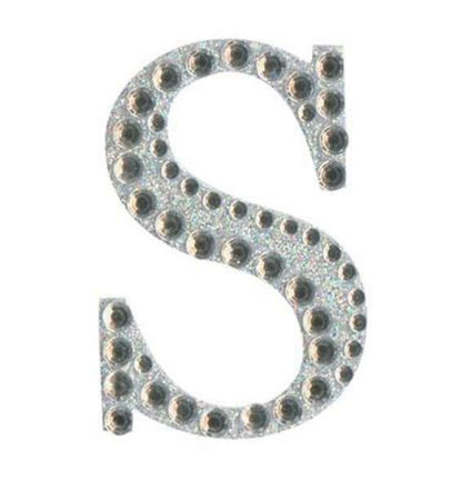 Eleganza 5cm self-adhesive silver diamante and glitter letter S sticker